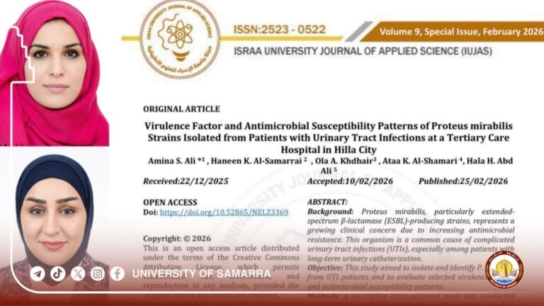 Two teaching staff members at the College of Applied Sciences publish a scientific research paper in a Scopus-indexed journal.