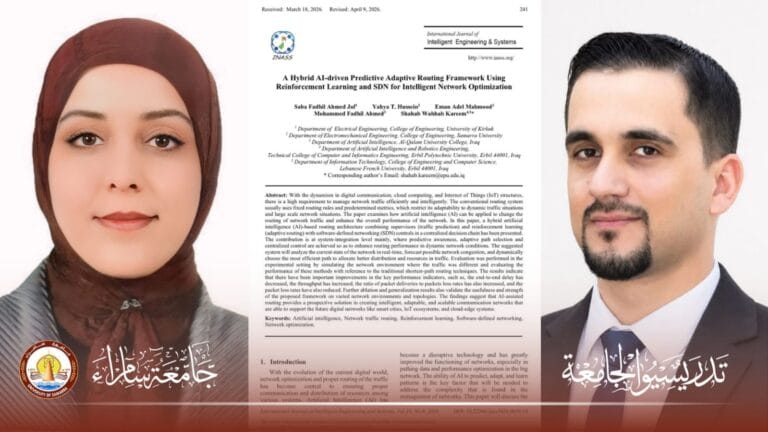 Two lecturers from the University of Samarra publish a joint scientific research paper in a journal indexed in Scopus.