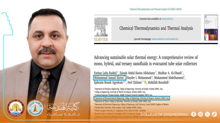 Professor Dr. Mohammed Asmail Eleiwi publishes a joint research paper in the field of renewable energy in the Scopus database
